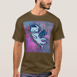 Camiseta Gráfica de Ilustracion de gatos de música astronau
