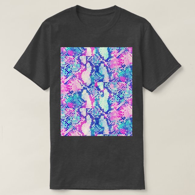 Camiseta Gráfica de impresión en piel de serpiente rosa y a (Diseño del anverso)