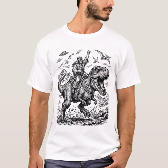 Camiseta gráfica de jinete de dinosaurio con graba (Anverso)