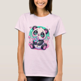 Camiseta gráfica de Kawaii Panda Lollipop