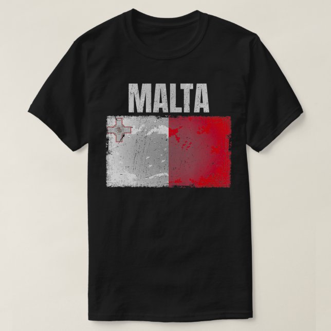 Camiseta Gráfica de la bandera maltesa angustiada para homb (Diseño del anverso)