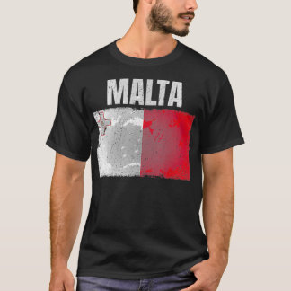 Camiseta Gráfica de la bandera maltesa angustiada para homb