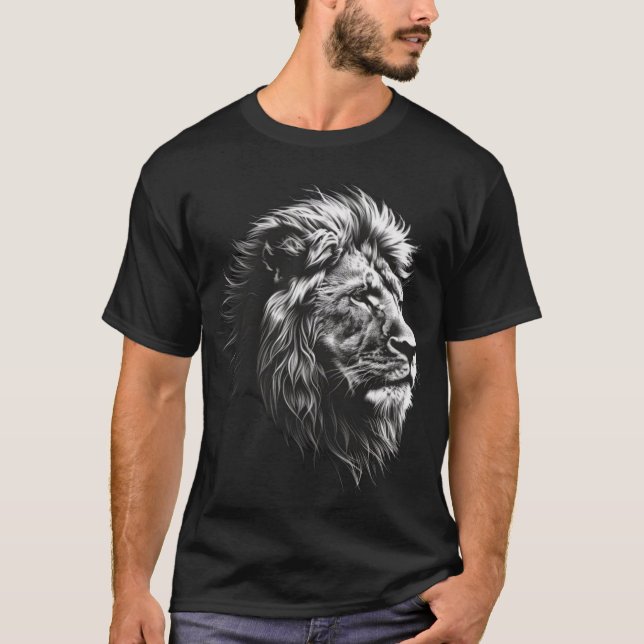 Camiseta gráfica de la cabeza del león majestuosa  (Anverso)