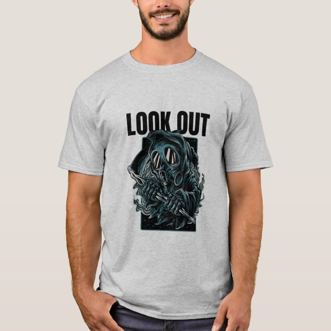 Camiseta gráfica de la máscara de gas oscuro (Anverso)