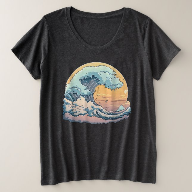 Camiseta gráfica de la ola del océano Pastel (Anverso del diseño)