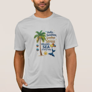 Camiseta Gráfica de la palma del "mar de la vitamina" tropi