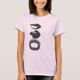 Camiseta Gráfica de Labios Urban Stamp Negro y Bla