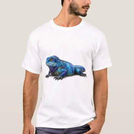 Camiseta gráfica de lagarto iguana azul vibrante
