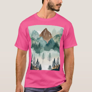Camiseta Gráfica de las montañas humeantes de acuarela