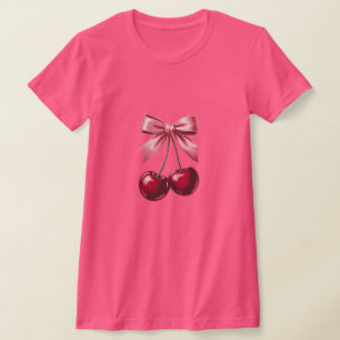 Camiseta gráfica de lazo de cereza Estética Coqu