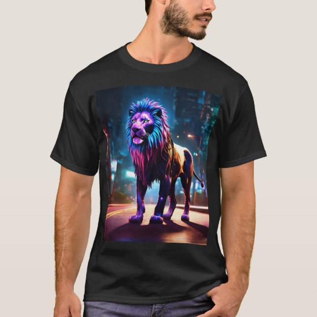 Camiseta gráfica de león majestuosa" (Anverso)