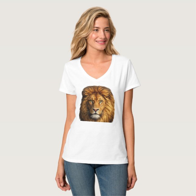  Camiseta gráfica de león realista (Anverso completo)