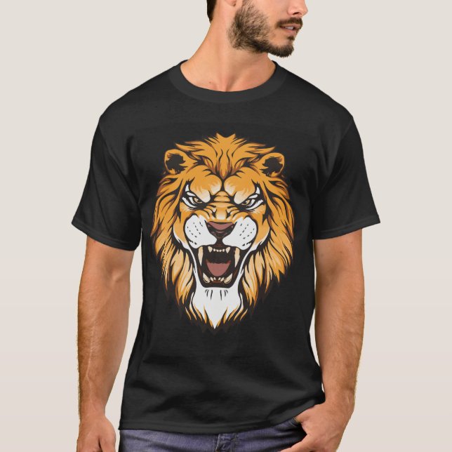 Camiseta gráfica de león rugiente feroz (Anverso)