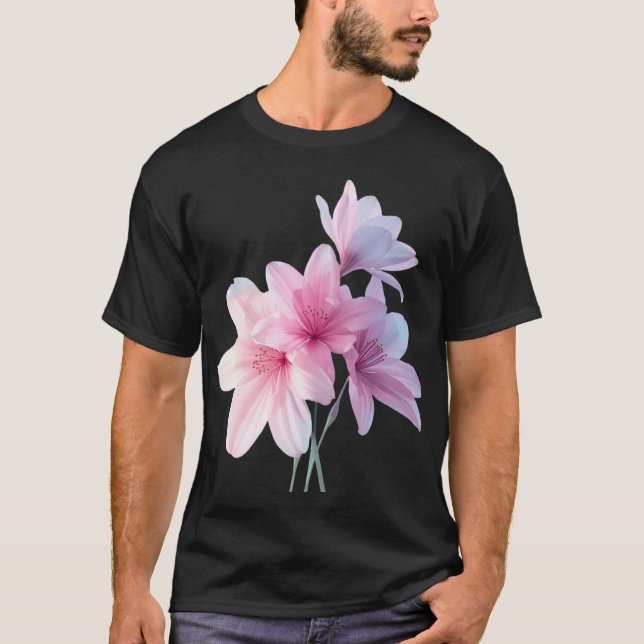 Camiseta gráfica de lirio rosa estético.  (Anverso)