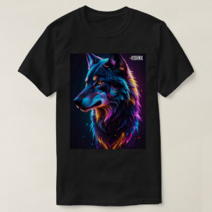 Camiseta gráfica de lobo cyberpunk neon - Wil lumi