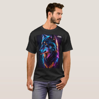 Camiseta gráfica de lobo cyberpunk neon - Wil lumi