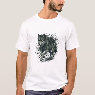 Camiseta gráfica de lobo – Lobo callejero premium