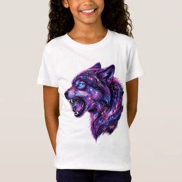Camiseta gráfica de lobo rugiendo en galaxia cósmi