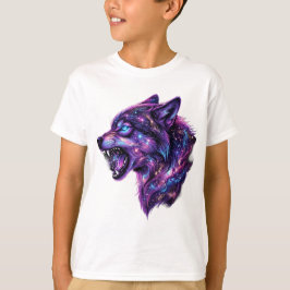 Camiseta gráfica de lobo rugiendo en galaxia cósmi