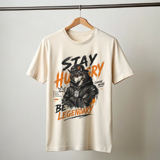 Camiseta gráfica de lobo 'Stay Hungry Chase More'