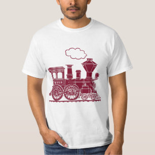 Camiseta gráfica de locomotora de vapor marrón