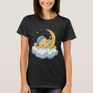 Camiseta Gráfica de Luna y Estrellas Dormidas