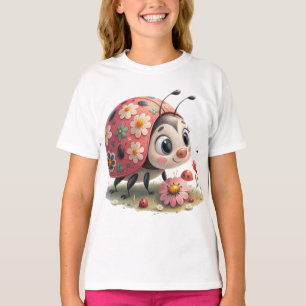 Camiseta gráfica de mariquita roja linda para niña