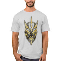 Camiseta Gráfica de Máscara de Samurái Dorada