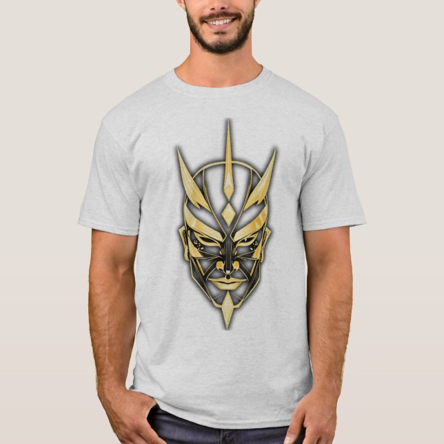 Camiseta Gráfica de Máscara de Samurái Dorada (Anverso)