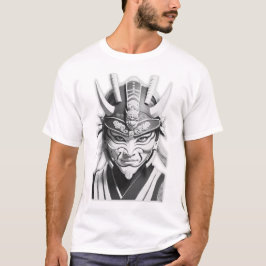 Camiseta Gráfica de Máscara de Samurái Negro