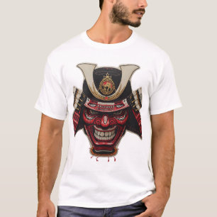 Camiseta gráfica de máscara Oni de guerrero samurá