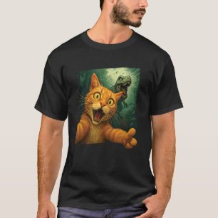 Camiseta Gráfica de meme de dinosaurio divertido persiguien