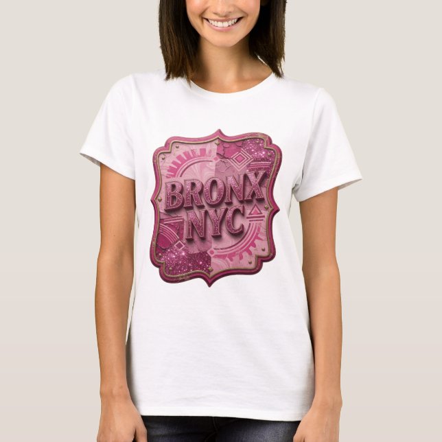Camiseta gráfica de moda rosa BRONX NYC (Anverso)