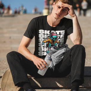 Camiseta gráfica de monopatín de Alien Skater Stre