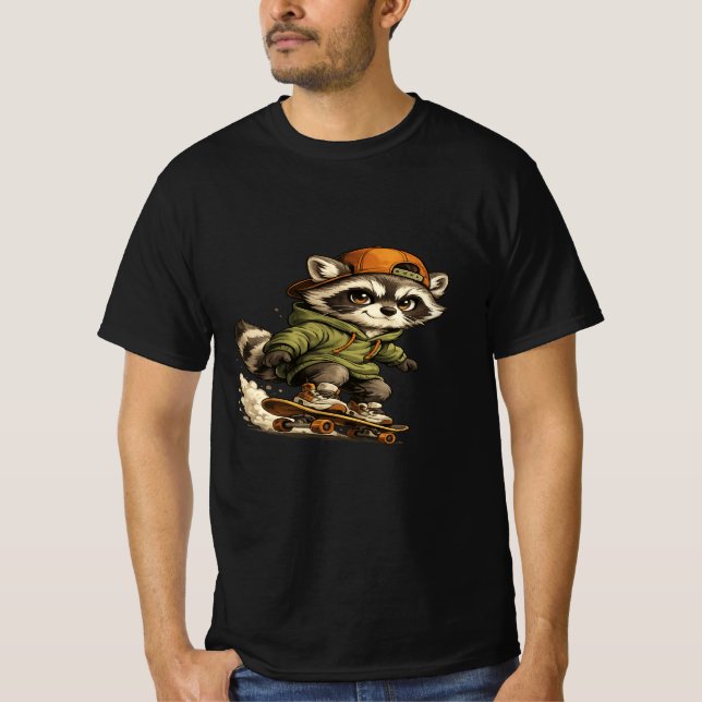 Camiseta gráfica de monopatín de Mapache Guay (Anverso)