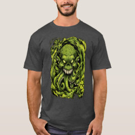 Camiseta gráfica de monstruo con tentáculo verde e