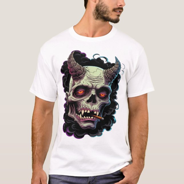Camiseta Gráfica de monstruo Oni con cuernos afilados (Anverso)
