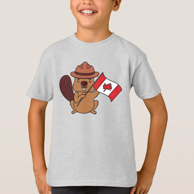 Camiseta gráfica de Mountie Beaver Canadá para niñ (Anverso)
