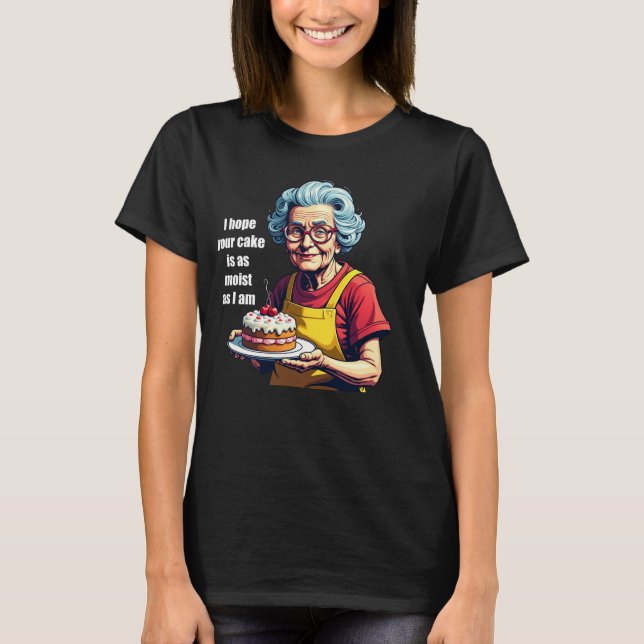 Camiseta Gráfica de mujer: Abuela divertida Moist Cake Tee (Anverso)