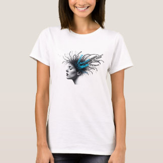 Camiseta gráfica de mujer con retrato de pensamien