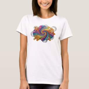 Camiseta gráfica de naranjas modernas y remolinos