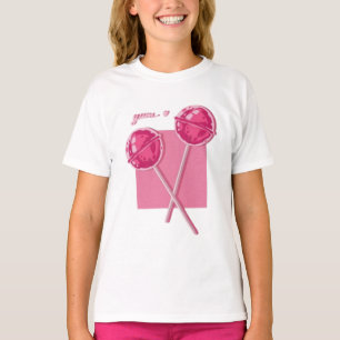 Camiseta gráfica de niñas con piruletas rosadas li