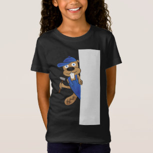 Camiseta Gráfica de Niñas Cute Busy Beaver - Diver