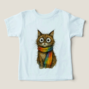 Camiseta gráfica de niño pequeño gato arcoíris cap