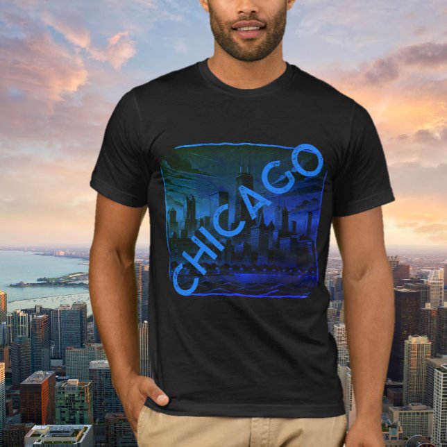 Camiseta gráfica de nombre azul negro de Chicago (Subido por el creador)
