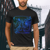 Camiseta gráfica de nombre azul negro de Nueva Yor