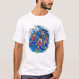 Camiseta gráfica de ola del océano de la escuadra 