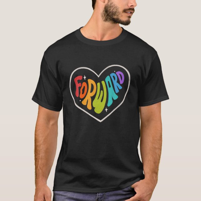 Camiseta Gráfica de orgullo hacia adelante en arcoiris LGBT (Anverso)