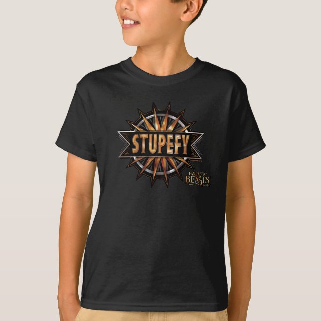 Camiseta Gráfica de ortografía con estupidez de oro y negro (Anverso)