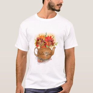 Camiseta gráfica de otoño acogedor Hola Otoño